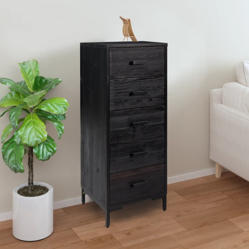 vidaXL Kommode Schwarz 42x35x110 cm Massivholz Kiefer vidaXL Kommode Schwarz 42x35x110 cm Massivholz Kiefer