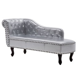 vidaXL Chaiselongue Silbern Kunstleder 