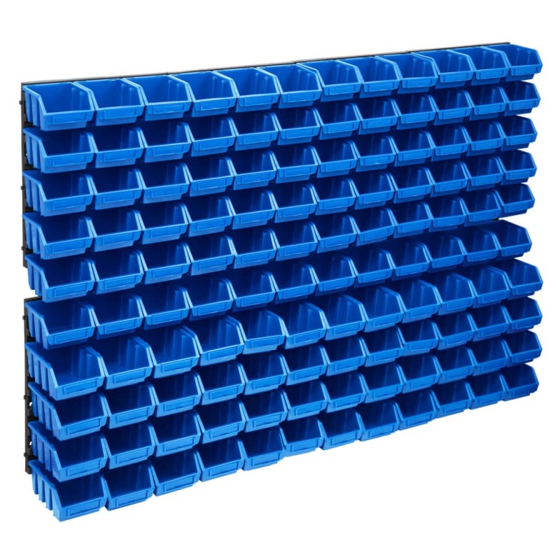 vidaXL 128-tlg. Behälter-Set für Kleinteile mit Wandplatten Blau vidaXL 128-tlg. Behälter-Set für Kleinteile mit Wandplatten Blau