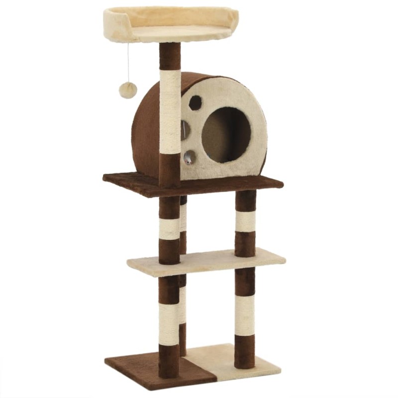 vidaXL Katzen-Kratzbaum mit Sisal-Kratzsäulen 127 cm Beige und Braun vidaXL Katzen-Kratzbaum mit Sisal-Kratzsäulen 127 cm Beige und Braun