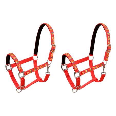 vidaXL Pferdehalfter 2 Stück Nylon Größe Warmblut Rot