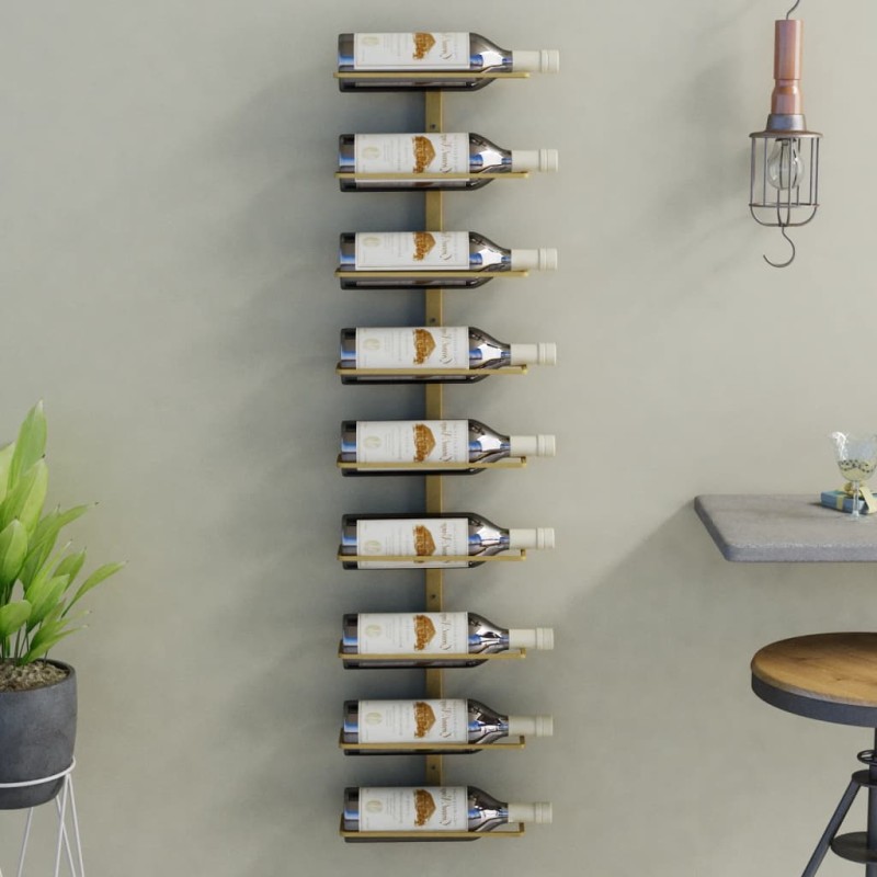 vidaXL Wand-Weinregal für 9 Flaschen Golden Eisen vidaXL Wand-Weinregal für 9 Flaschen Golden Eisen