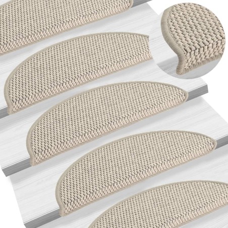 vidaXL Treppenmatten Selbstklebend Sisal-Optik 15 Stk. 56x17x3cm Taupe