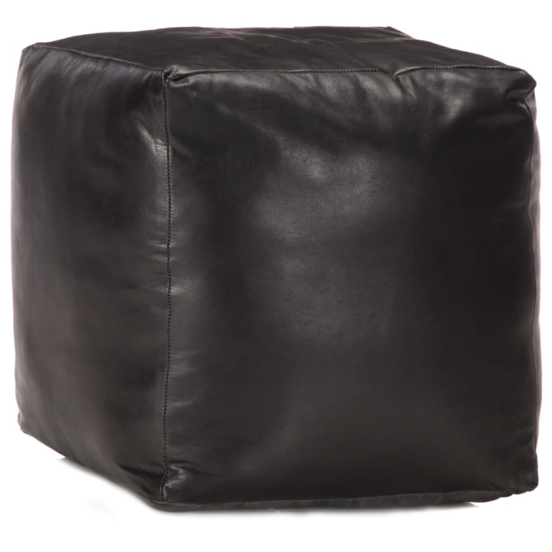 vidaXL Pouf Schwarz 40 x 40 x 40 cm Echtes Ziegenleder vidaXL Pouf Schwarz 40 x 40 x 40 cm Echtes Ziegenleder