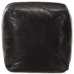 vidaXL Pouf Schwarz 40 x 40 x 40 cm Echtes Ziegenleder