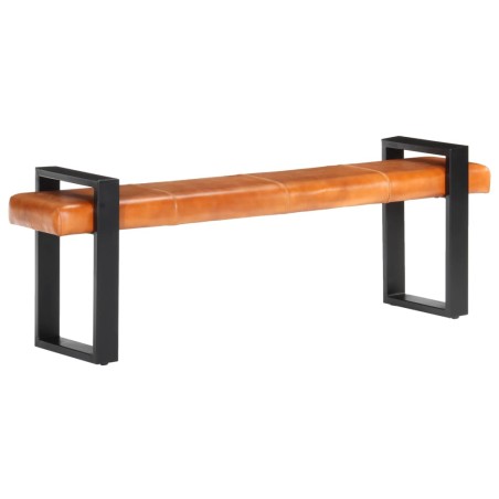 vidaXL Sitzbank 160 cm Schwarz und Braun Echtes Ziegenleder