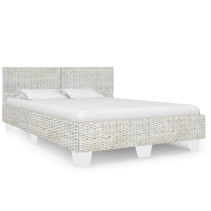 vidaXL Bettgestell Grau Natur Rattan 140 x 200 cm vidaXL Bettgestell Grau Natur Rattan 140 x 200 cm