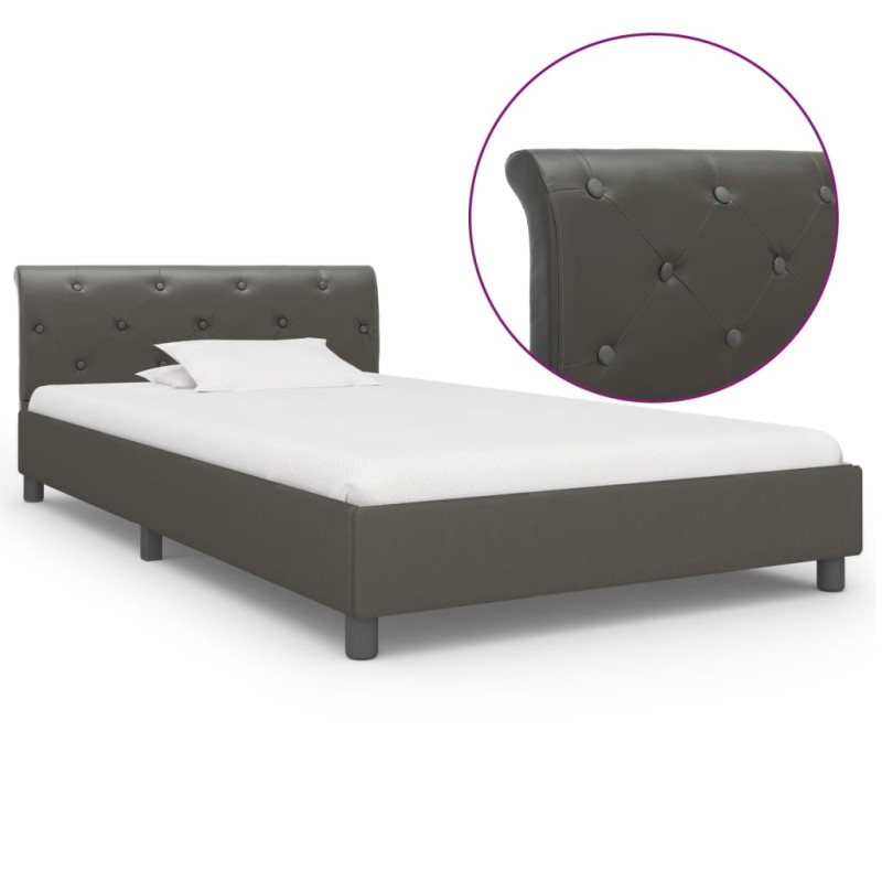 vidaXL Bettgestell Grau Kunstleder 100 × 200 cm vidaXL Bettgestell Grau Kunstleder 100 × 200 cm