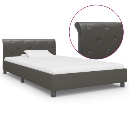 vidaXL Bettgestell Grau Kunstleder 100 × 200 cm