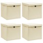 vidaXL Aufbewahrungsboxen mit Deckel 4 Stk. Creme 32x32x32 cm Stoff vidaXL Aufbewahrungsboxen mit Deckel 4 Stk. Creme 32x32x32 cm Stoff