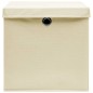 vidaXL Aufbewahrungsboxen mit Deckel 4 Stk. Creme 32x32x32 cm Stoff vidaXL Aufbewahrungsboxen mit Deckel 4 Stk. Creme 32x32x32 cm Stoff
