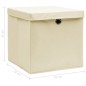 vidaXL Aufbewahrungsboxen mit Deckel 4 Stk. Creme 32x32x32 cm Stoff vidaXL Aufbewahrungsboxen mit Deckel 4 Stk. Creme 32x32x32 cm Stoff