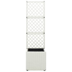vidaXL Hochbeet mit Rankgitter 1 Topf 30x30x107 cm Poly Rattan Weiß