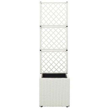 vidaXL Hochbeet mit Rankgitter 1 Topf 30x30x107 cm Poly Rattan Weiß