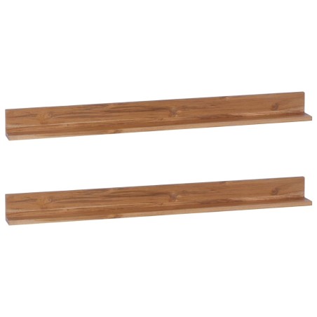 vidaXL Wandregale 2 Stk. 120x10x10 cm Massivholz Teak