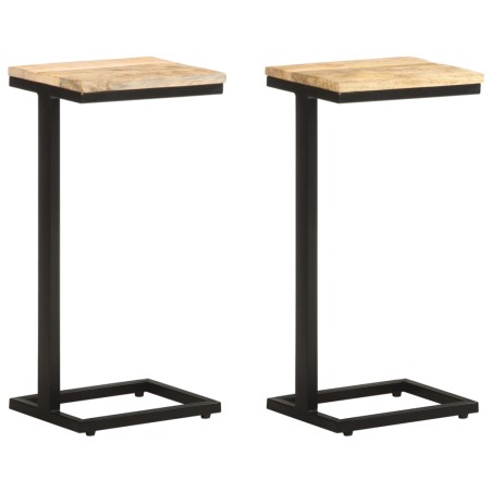 vidaXL Beistelltische 2 Stk. 31,5x24,5x64,5 cm Raues Mangoholz  