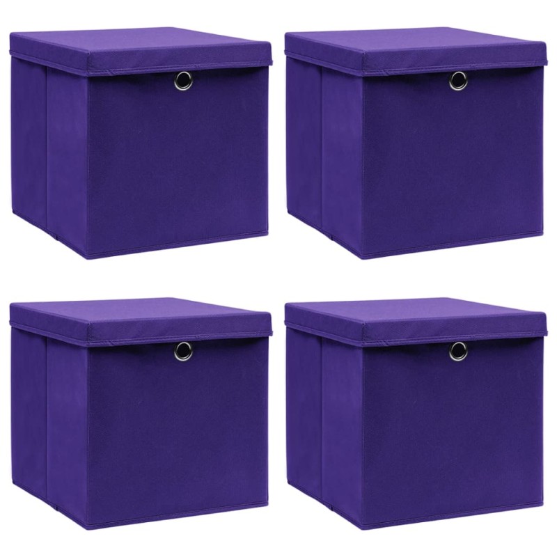vidaXL Aufbewahrungsboxen mit Deckeln 4 Stk. 28x28x28 cm Lila vidaXL Aufbewahrungsboxen mit Deckeln 4 Stk. 28x28x28 cm Lila