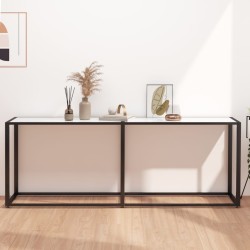 vidaXL Konsolentisch Weiß Marmor-Optik 200x35x75,5 cm Hartglas