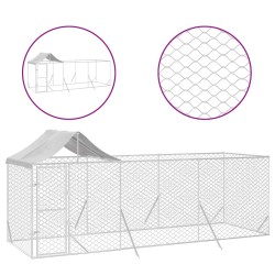 vidaXL Outdoor-Hundezwinger mit Dach Silber 6x2x2,5 m Verzinkter Stahl