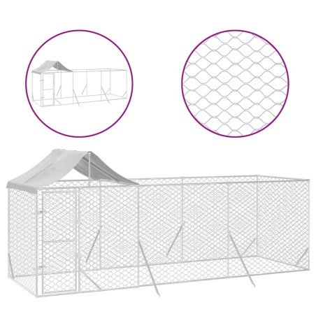 vidaXL Outdoor-Hundezwinger mit Dach Silber 6x2x2,5 m Verzinkter Stahl