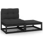 2-tlg. Garten-Lounge-Set mit Kissen Schwarz Kiefer Massivholz 2-tlg. Garten-Lounge-Set mit Kissen Schwarz Kiefer Massivholz