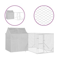 vidaXL Outdoor-Hundezwinger mit Dach Silbern 4x4x2,5m Verzinkter Stahl