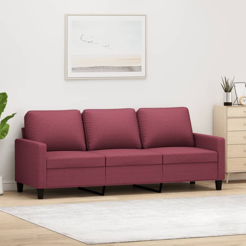 vidaXL 3-Sitzer-Sofa Weinrot 180 cm Stoff vidaXL 3-Sitzer-Sofa Weinrot 180 cm Stoff