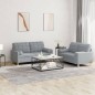 vidaXL 2-tlg. Sofagarnitur mit Kissen Hellgrau Stoff vidaXL 2-tlg. Sofagarnitur mit Kissen Hellgrau Stoff
