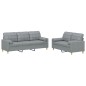 vidaXL 2-tlg. Sofagarnitur mit Kissen Hellgrau Stoff vidaXL 2-tlg. Sofagarnitur mit Kissen Hellgrau Stoff