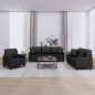 vidaXL 3-tlg. Sofagarnitur mit Kissen Schwarz Kunstleder vidaXL 3-tlg. Sofagarnitur mit Kissen Schwarz Kunstleder