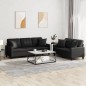 vidaXL 2-tlg. Sofagarnitur mit Kissen Schwarz Kunstleder vidaXL 2-tlg. Sofagarnitur mit Kissen Schwarz Kunstleder
