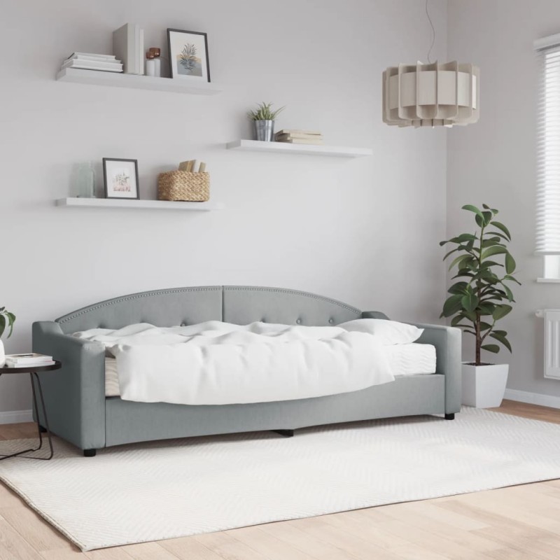 vidaXL Tagesbett mit Matratze Hellgrau 80x200 cm Stoff vidaXL Tagesbett mit Matratze Hellgrau 80x200 cm Stoff
