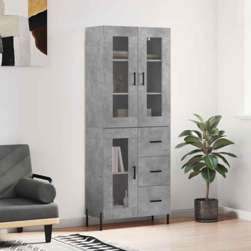 Highboard Betongrau 69,5x34x180 cm Holzwerkstoff Highboard Betongrau 69,5x34x180 cm Holzwerkstoff