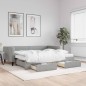 vidaXL Tagesbett Ausziehbar mit Schubladen Hellgrau 90x200 cm Stoff vidaXL Tagesbett Ausziehbar mit Schubladen Hellgrau 90x200 cm Stoff