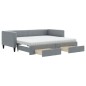 vidaXL Tagesbett Ausziehbar mit Schubladen Hellgrau 90x200 cm Stoff vidaXL Tagesbett Ausziehbar mit Schubladen Hellgrau 90x200 cm Stoff
