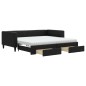 vidaXL Tagesbett Ausziehbar mit Schubladen Schwarz 100x200 cm Stoff vidaXL Tagesbett Ausziehbar mit Schubladen Schwarz 100x200 cm Stoff