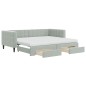 vidaXL Tagesbett Ausziehbar mit Schubladen Hellgrau 90x200 cm Samt vidaXL Tagesbett Ausziehbar mit Schubladen Hellgrau 90x200 cm Samt