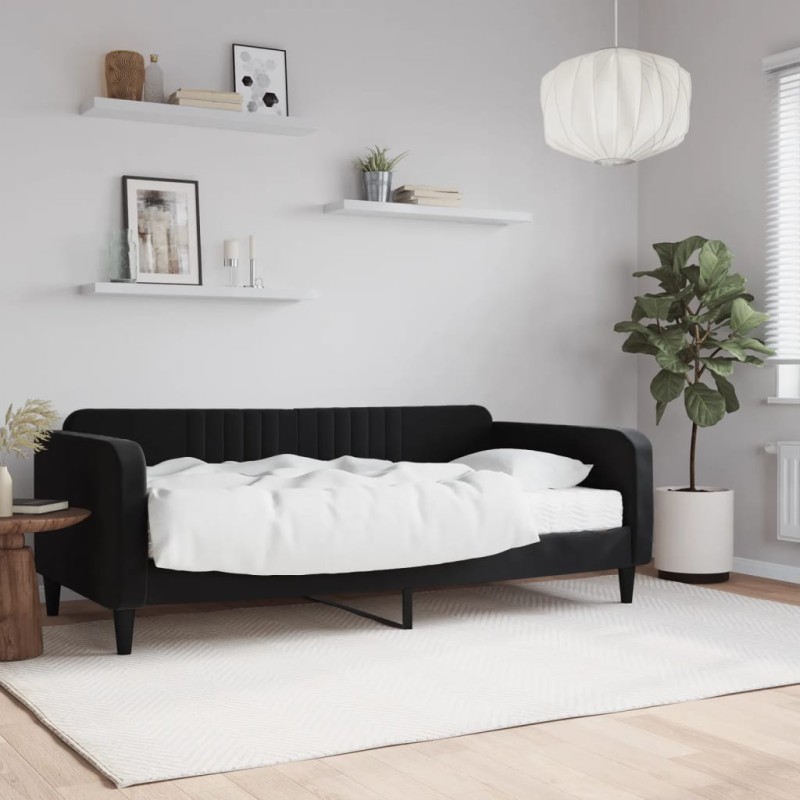 vidaXL Tagesbett mit Matratze Schwarz 90x190 cm Samt vidaXL Tagesbett mit Matratze Schwarz 90x190 cm Samt