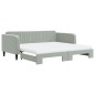vidaXL Tagesbett Ausziehbar mit Matratzen Hellgrau 100x200 cm Samt vidaXL Tagesbett Ausziehbar mit Matratzen Hellgrau 100x200 cm Samt