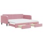 vidaXL Tagesbett Ausziehbar mit Schubladen Rosa 100x200 cm Samt vidaXL Tagesbett Ausziehbar mit Schubladen Rosa 100x200 cm Samt