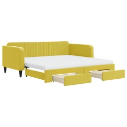 vidaXL Tagesbett Ausziehbar mit Schubladen Gelb 100x200 cm Samt