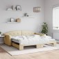 vidaXL Tagesbett Ausziehbar Creme 100x200 cm Stoff vidaXL Tagesbett Ausziehbar Creme 100x200 cm Stoff