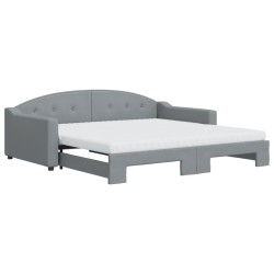 vidaXL Tagesbett Ausziehbar mit Matratze Hellgrau 100x200 cm Stoff