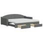 vidaXL Tagesbett Ausziehbar mit Schubladen Dunkelgrau 90x200 cm Stoff vidaXL Tagesbett Ausziehbar mit Schubladen Dunkelgrau 90x200 cm Stoff
