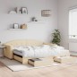 vidaXL Tagesbett Ausziehbar mit Schubladen Creme 100x200 cm Stoff vidaXL Tagesbett Ausziehbar mit Schubladen Creme 100x200 cm Stoff