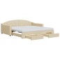 vidaXL Tagesbett Ausziehbar mit Schubladen Creme 100x200 cm Stoff vidaXL Tagesbett Ausziehbar mit Schubladen Creme 100x200 cm Stoff