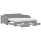 vidaXL Tagesbett Ausziehbar mit Schubladen Hellgrau 90x200 cm Stoff vidaXL Tagesbett Ausziehbar mit Schubladen Hellgrau 90x200 cm Stoff
