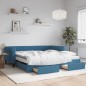 vidaXL Tagesbett Ausziehbar mit Schubladen Blau 100x200 cm Samt vidaXL Tagesbett Ausziehbar mit Schubladen Blau 100x200 cm Samt