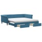 vidaXL Tagesbett Ausziehbar mit Schubladen Blau 100x200 cm Samt vidaXL Tagesbett Ausziehbar mit Schubladen Blau 100x200 cm Samt