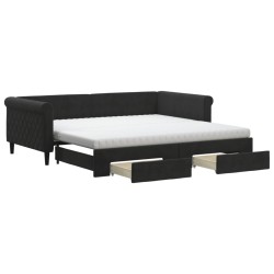 vidaXL Tagesbett Ausziehbar mit Schubladen Schwarz 100x200 cm Samt